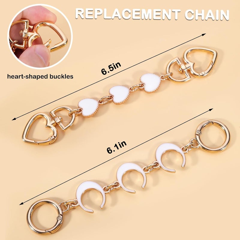 Tmtains 2Pcs Bag Extender Chain Heart Moon Purse Strap Extenders for Handbags Purse Extender Chain Gold Chain Purse Strap Replacement White Purse Accessories Bag Charms for Handbags Purse Christmas Gifts - Image 5